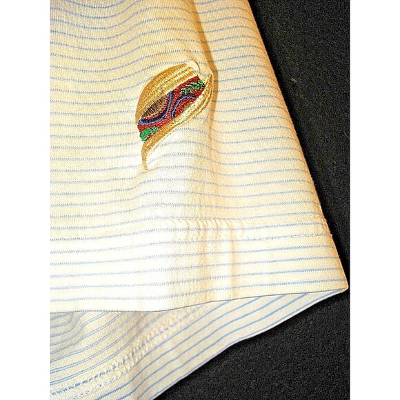 Peter Millar Polo Golf Shirt Blue Striped Embroidered Panama Jack Hat Logo L - Picture 4 of 7